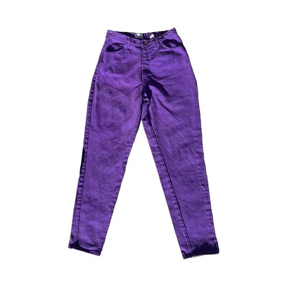 Moda International Vintage 80s Purple High Waisted Denim Mom Jeans - Picture 1 of 9